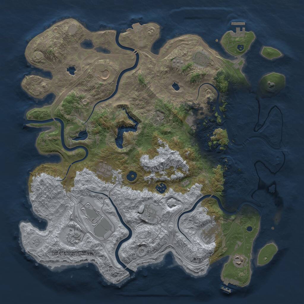 Rust Map: Procedural Map, Size: 4500, Seed: 273476790, 17 Monuments