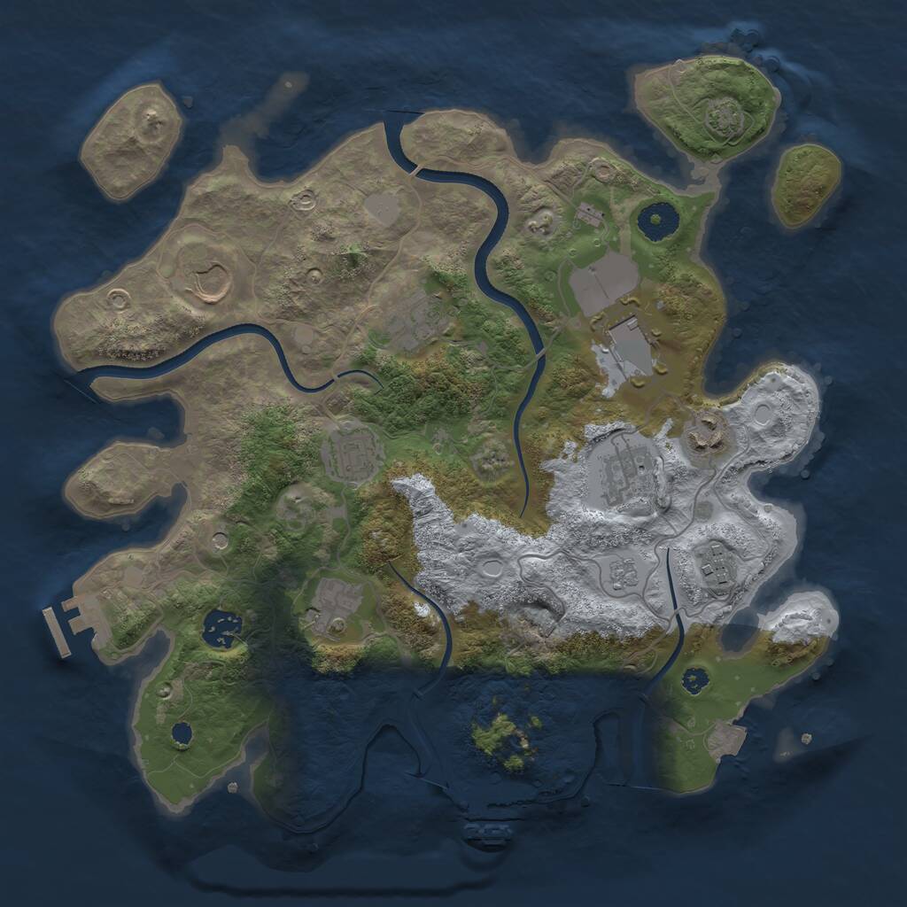 Rust Map: Procedural Map, Size: 3500, Seed: 648277, 15 Monuments