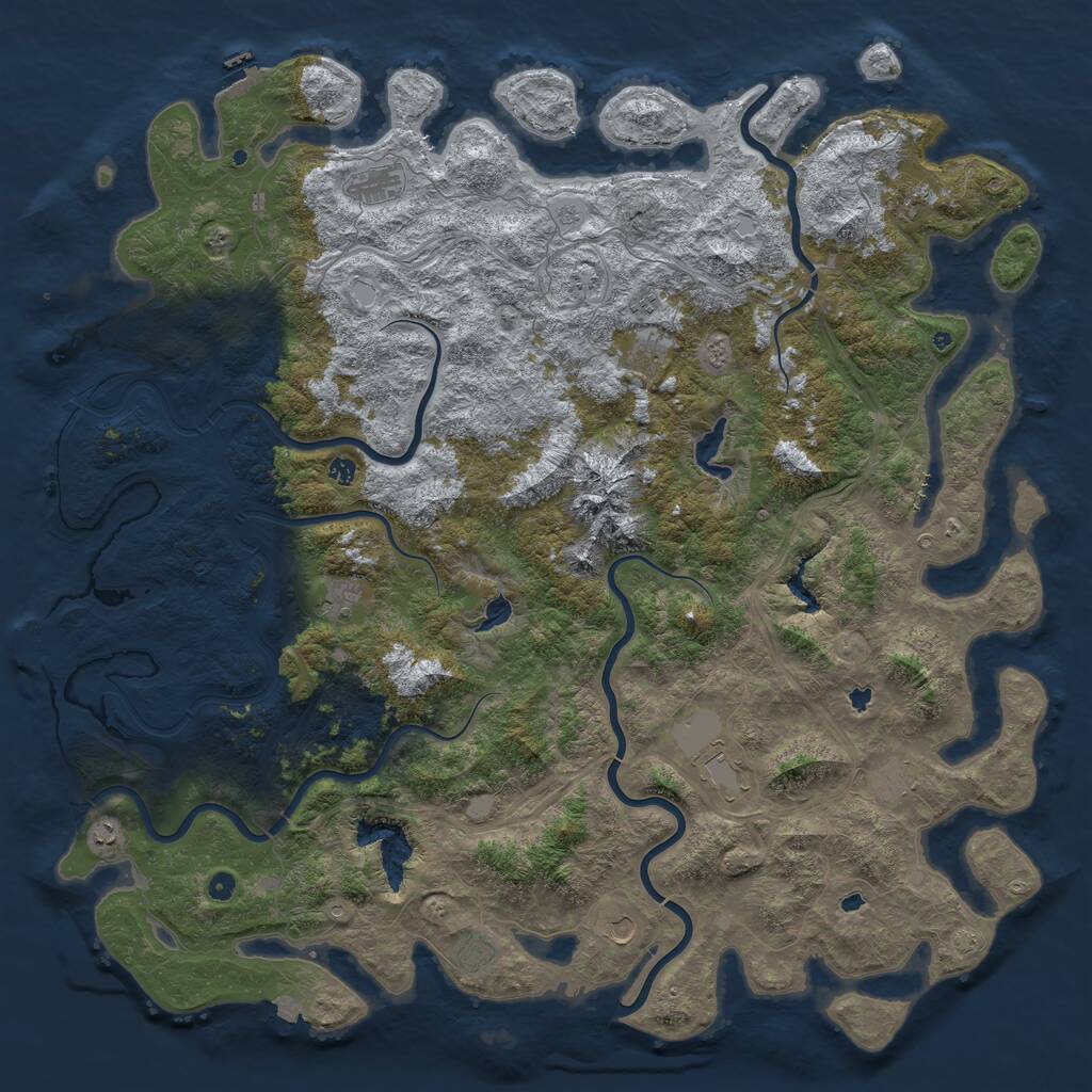 Rust Map: Procedural Map, Size: 6000, Seed: 1092500575, 17 Monuments
