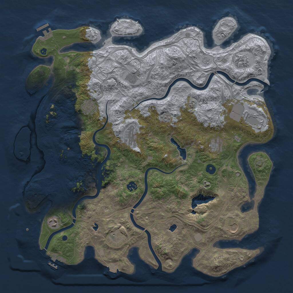 Rust Map: Procedural Map, Size: 4500, Seed: 1274123649, 17 Monuments