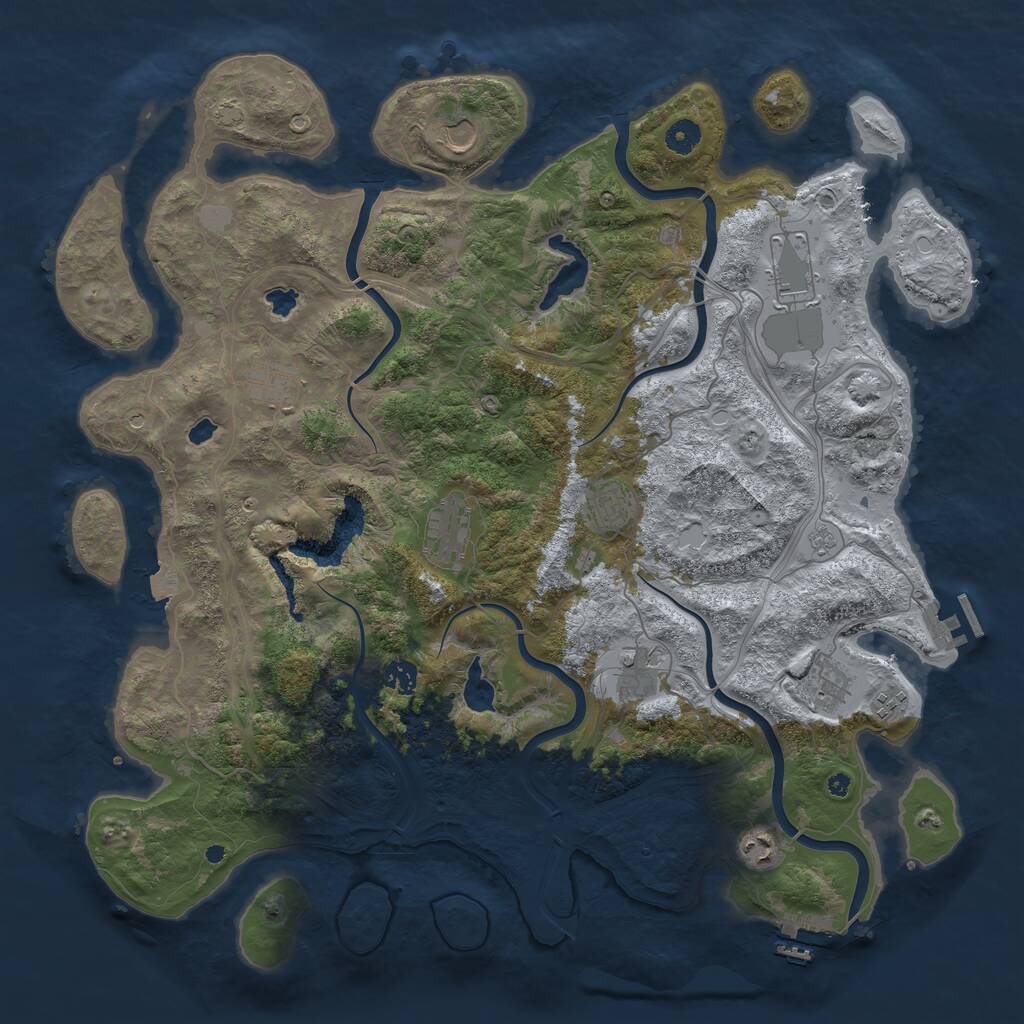 Rust Map: Procedural Map, Size: 4500, Seed: 791662256, 16 Monuments