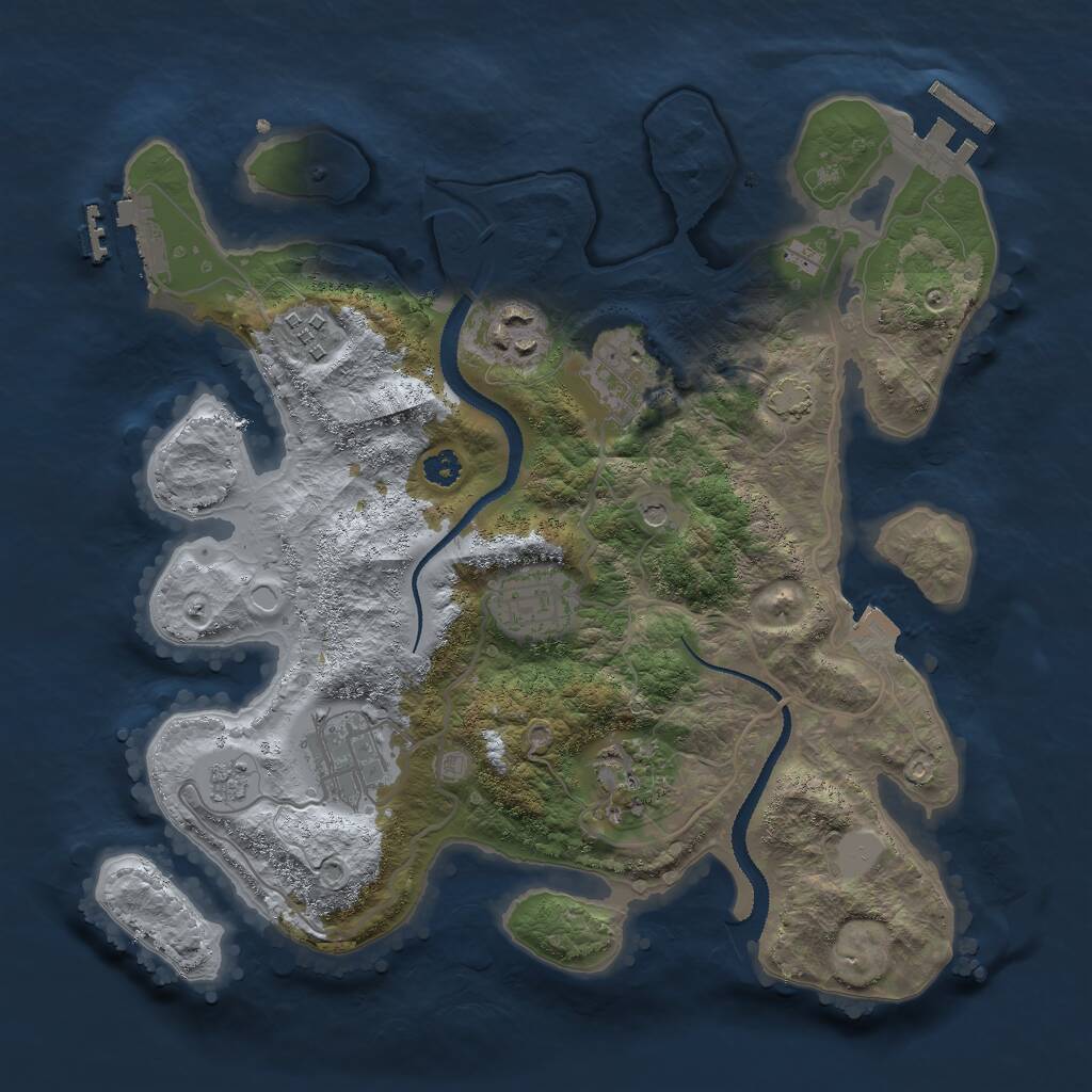 Rust Map: Procedural Map, Size: 3000, Seed: 174143093, 12 Monuments