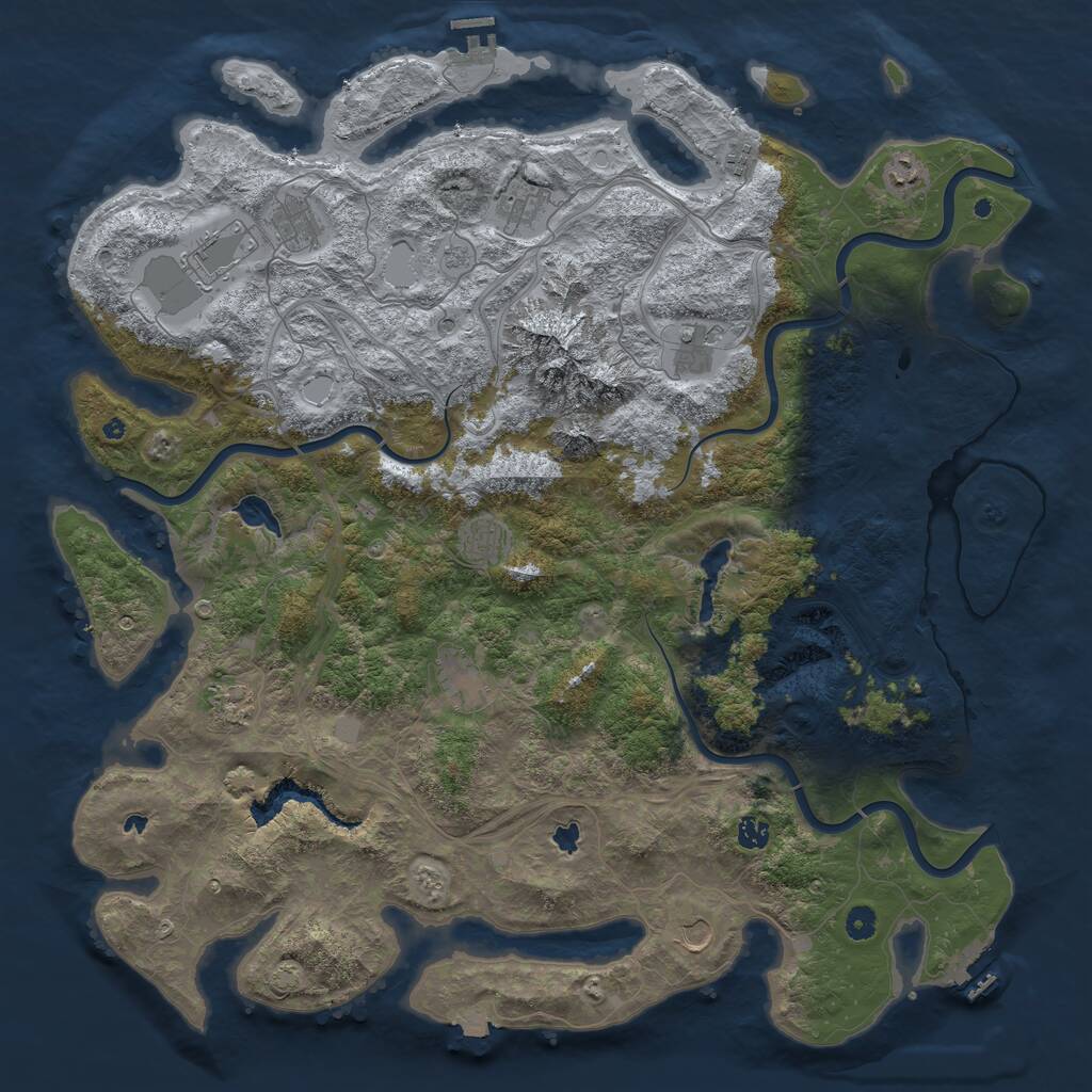 Rust Map: Procedural Map, Size: 5000, Seed: 1869821109, 17 Monuments
