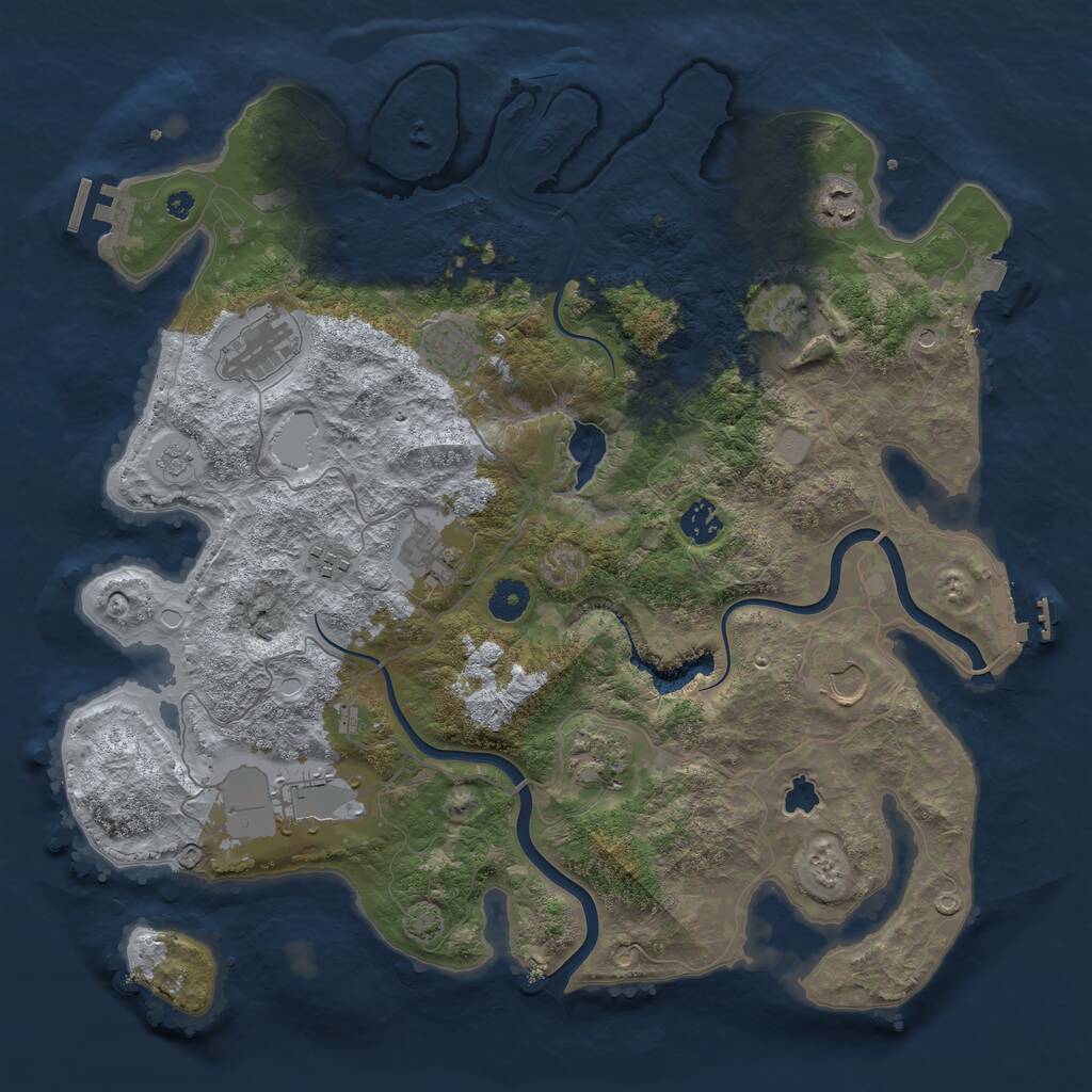 Rust Map: Procedural Map, Size: 4000, Seed: 45621, 16 Monuments
