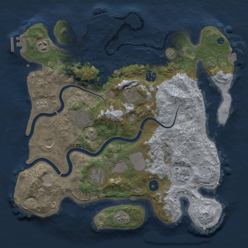 Rust Map: Procedural Map, Size: 3500, Seed: 1067835421, 15 Monuments
