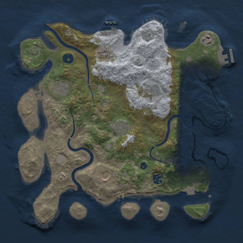 Rust Map: Procedural Map, Size: 3500, Seed: 67551833, 13 Monuments
