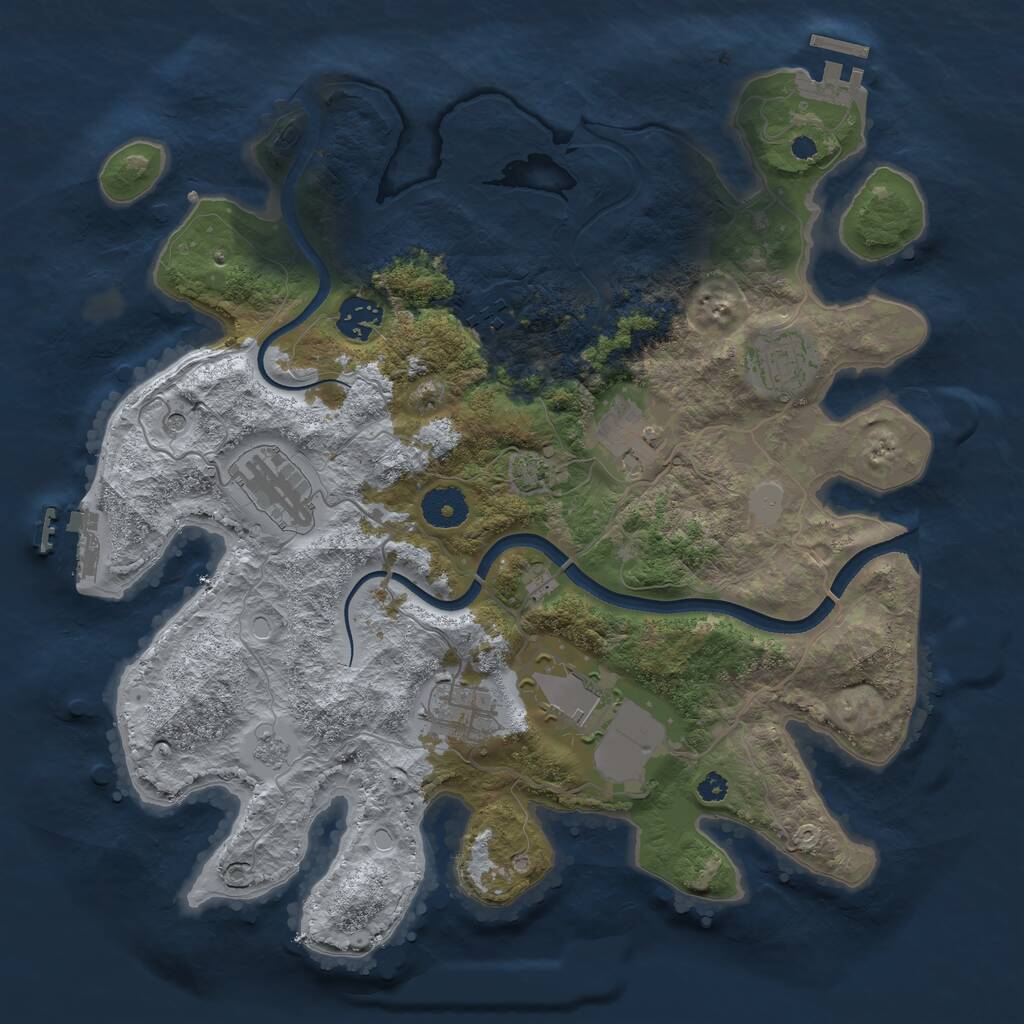 Rust Map: Procedural Map, Size: 3500, Seed: 541355844, 13 Monuments