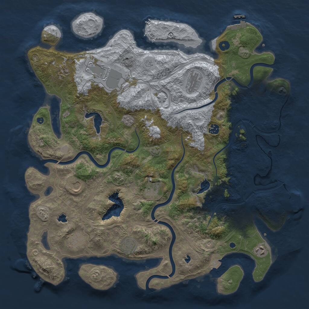 Rust Map: Procedural Map, Size: 4500, Seed: 307926163, 16 Monuments