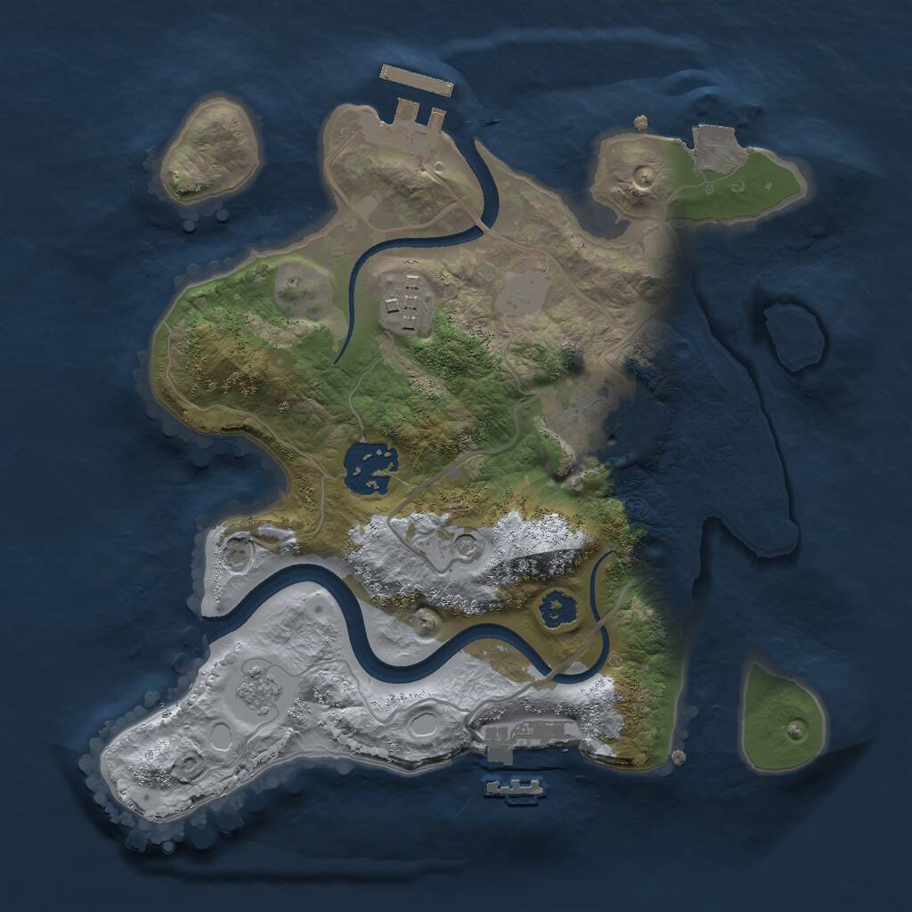 Rust Map: Procedural Map, Size: 2500, Seed: 51877, 8 Monuments