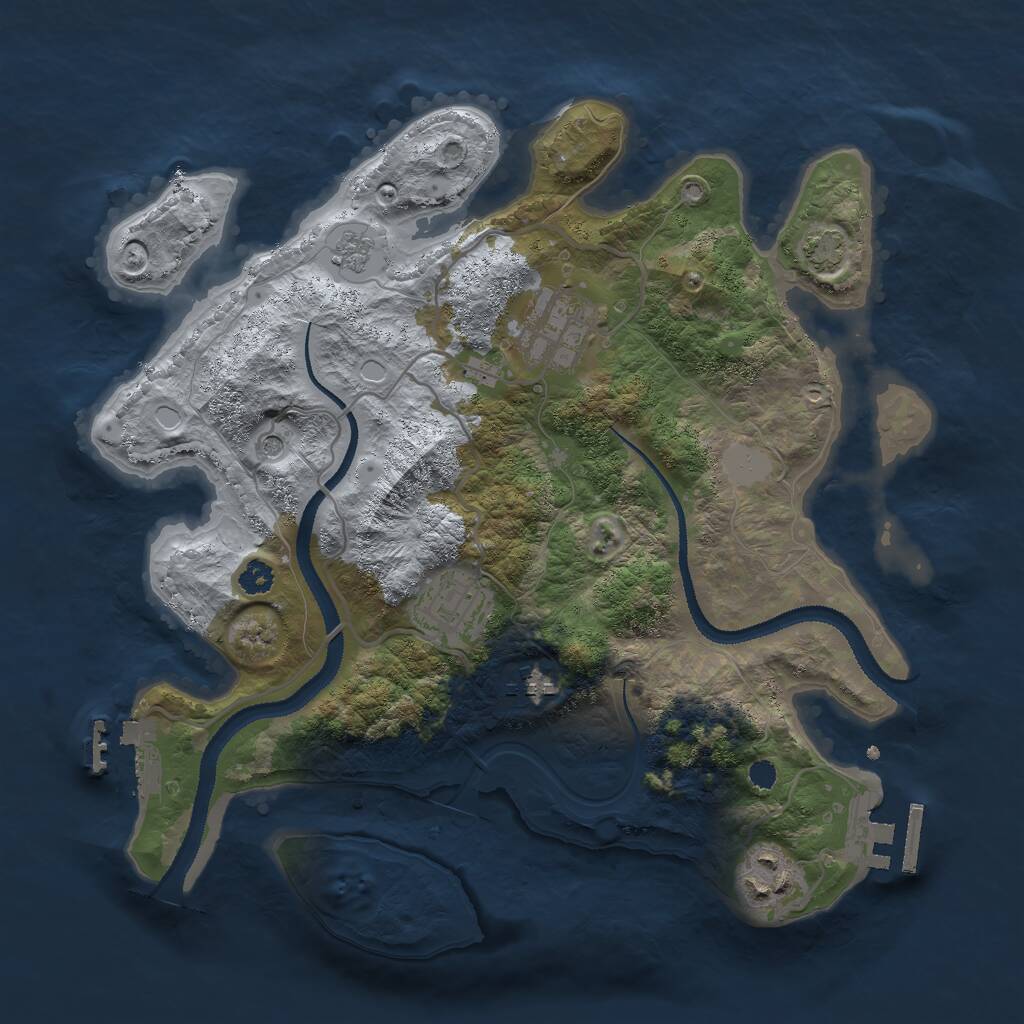 Rust Map: Procedural Map, Size: 3000, Seed: 1549737626, 10 Monuments