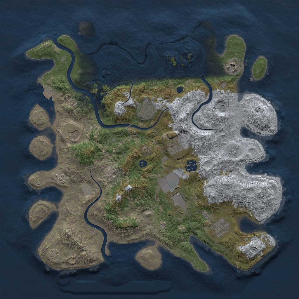 Rust Map: Procedural Map, Size: 3750, Seed: 1925688427, 12 Monuments