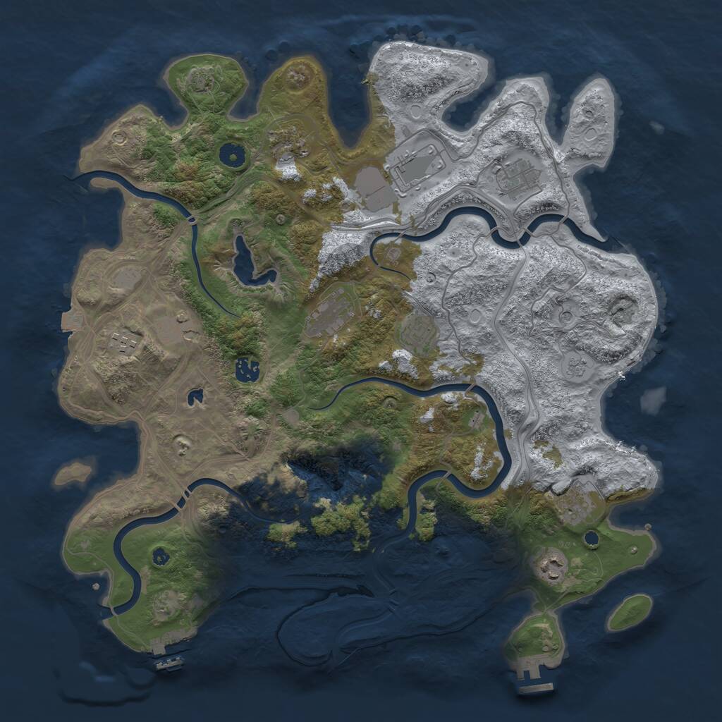 Rust Map: Procedural Map, Size: 4250, Seed: 1442035905, 16 Monuments