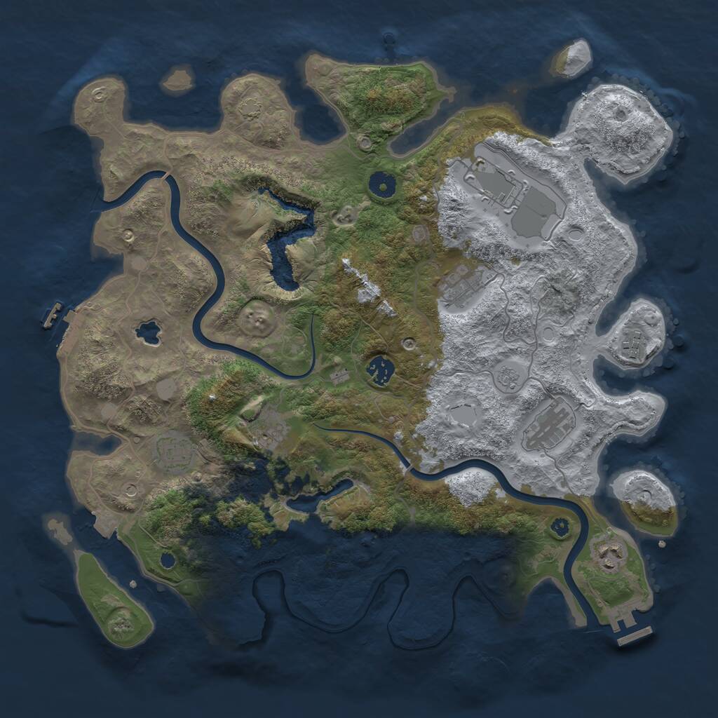 Rust Map: Procedural Map, Size: 4000, Seed: 2140857135, 14 Monuments