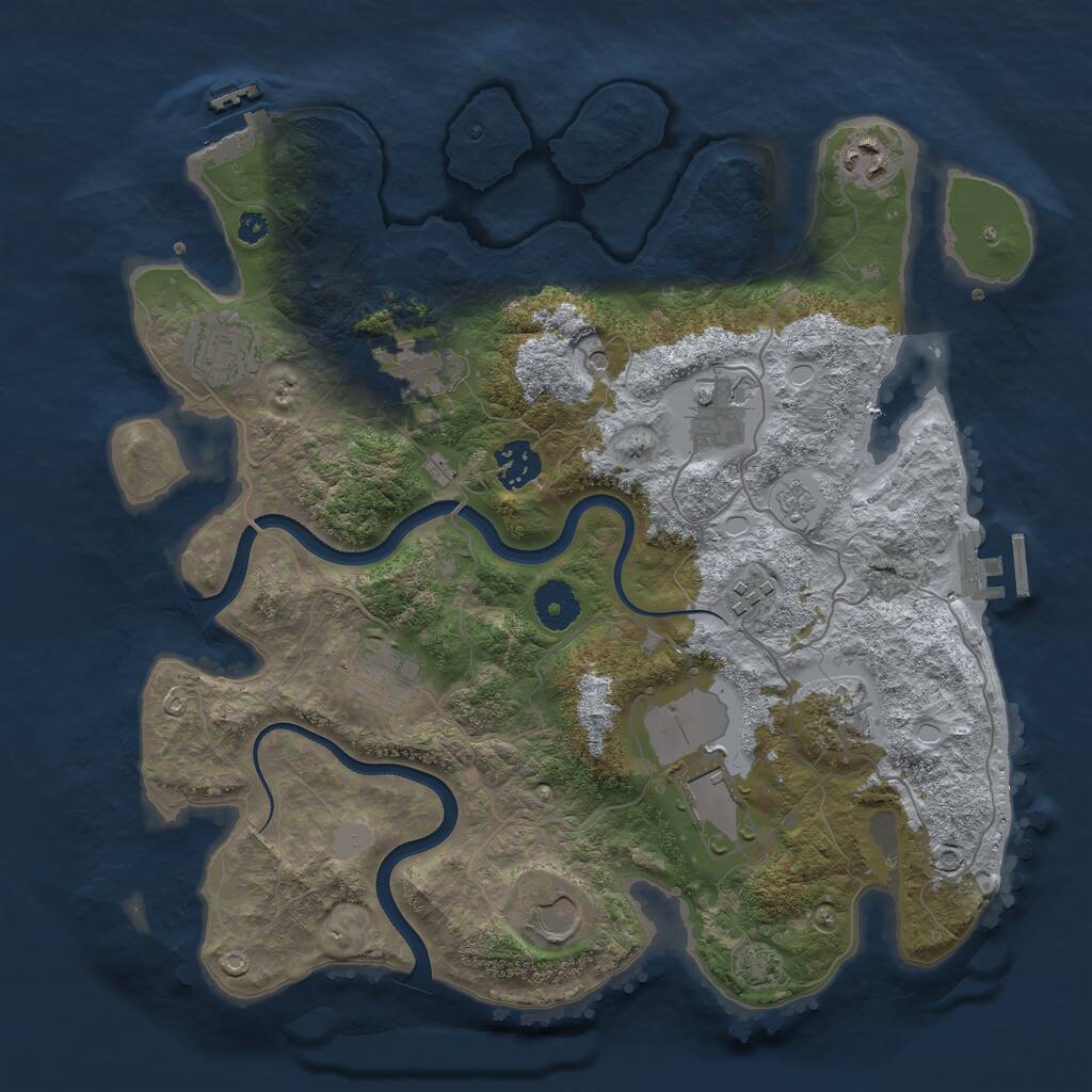 Rust Map: Procedural Map, Size: 3500, Seed: 1274548814, 16 Monuments