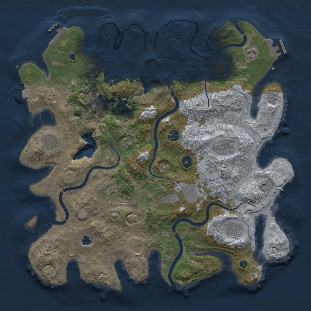 Rust Map: Procedural Map, Size: 4250, Seed: 383022681, 16 Monuments