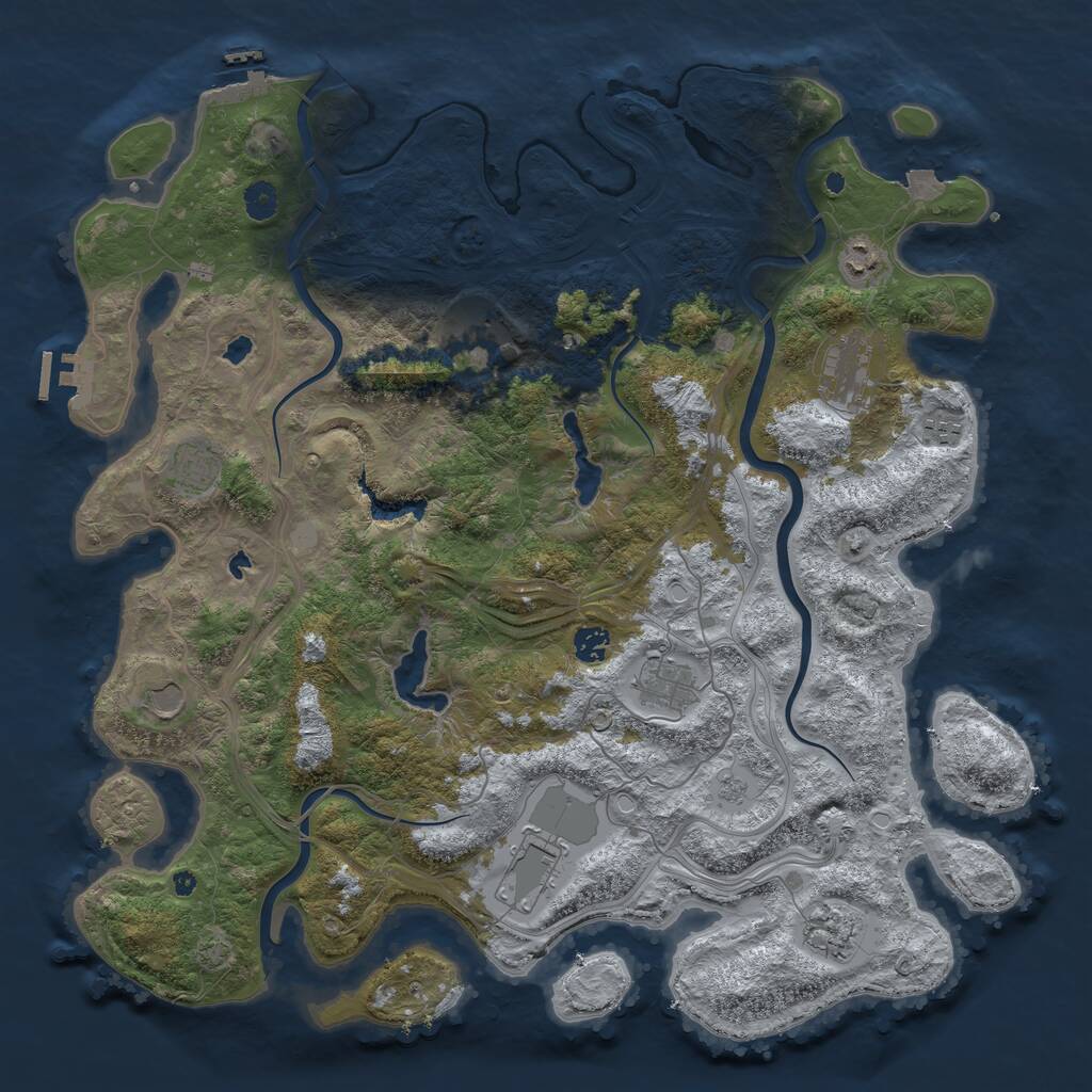 Rust Map: Procedural Map, Size: 4500, Seed: 1036618950, 16 Monuments