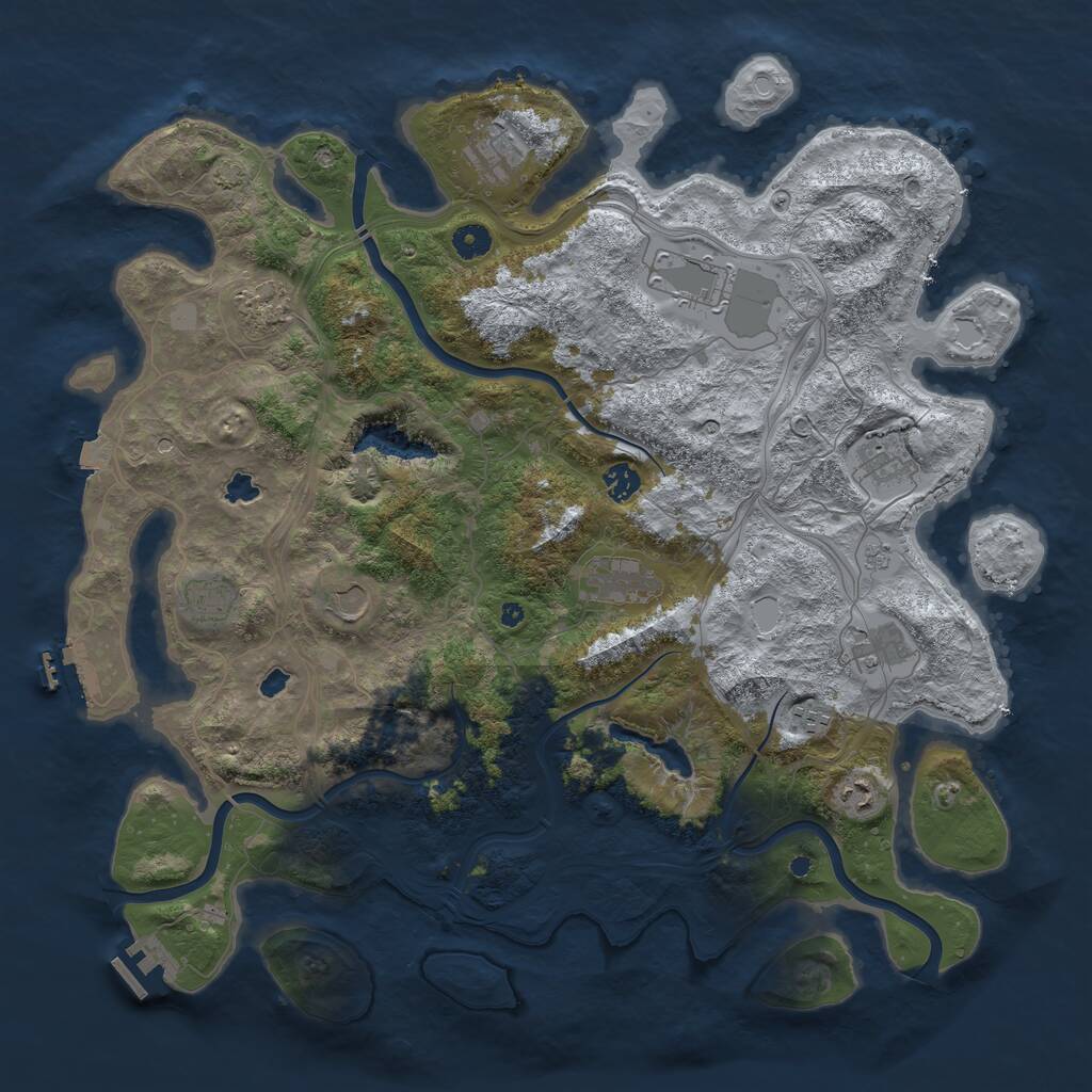 Rust Map: Procedural Map, Size: 4500, Seed: 531072139, 17 Monuments