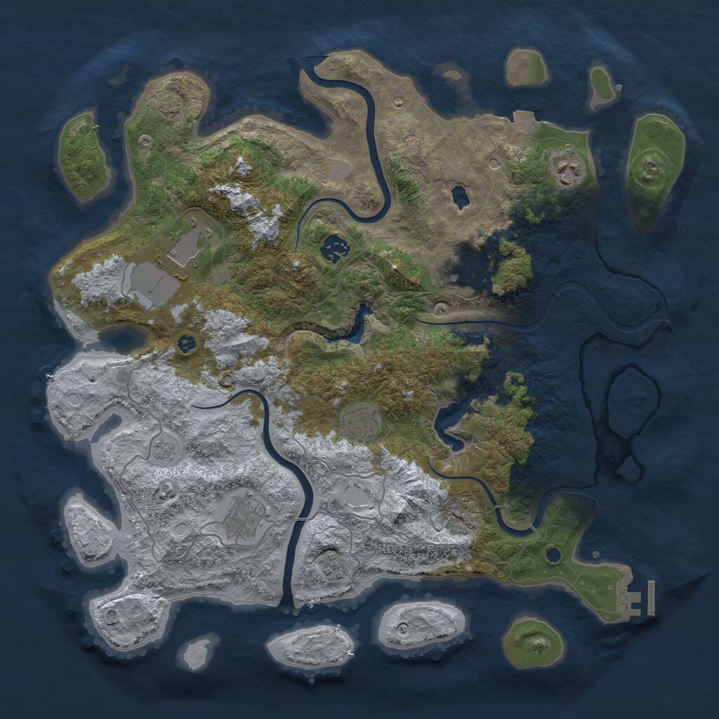 Rust Map: Procedural Map, Size: 4000, Seed: 2469931, 12 Monuments