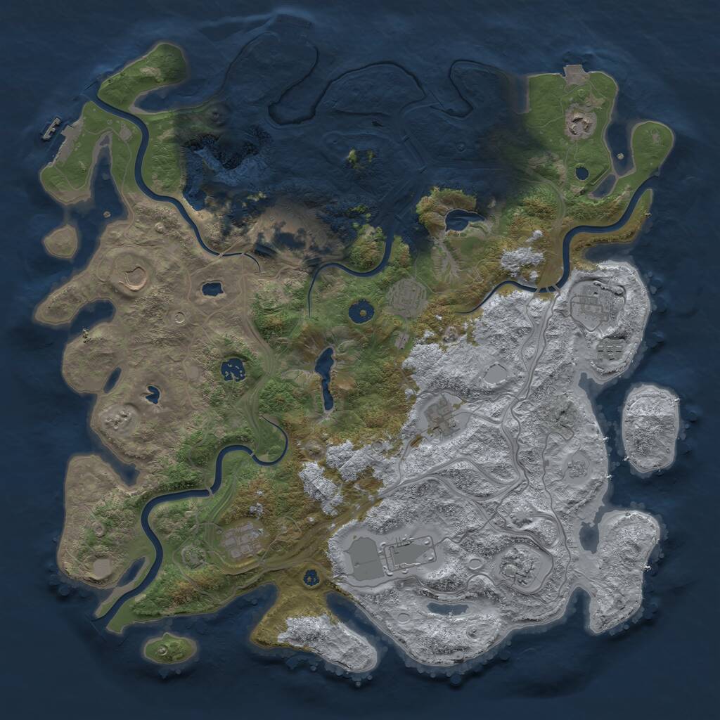 Rust Map: Procedural Map, Size: 4500, Seed: 1164031916, 17 Monuments