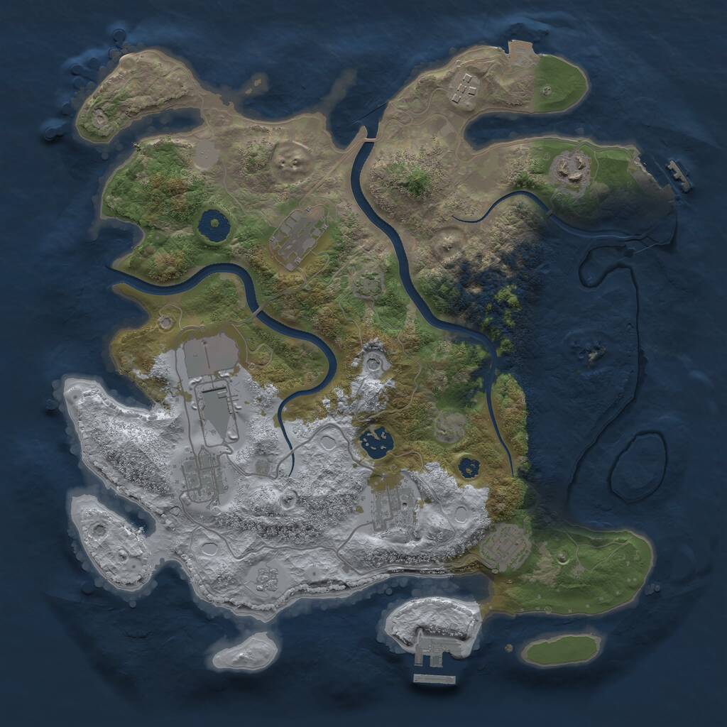 Rust Map: Procedural Map, Size: 3500, Seed: 2008551134, 14 Monuments