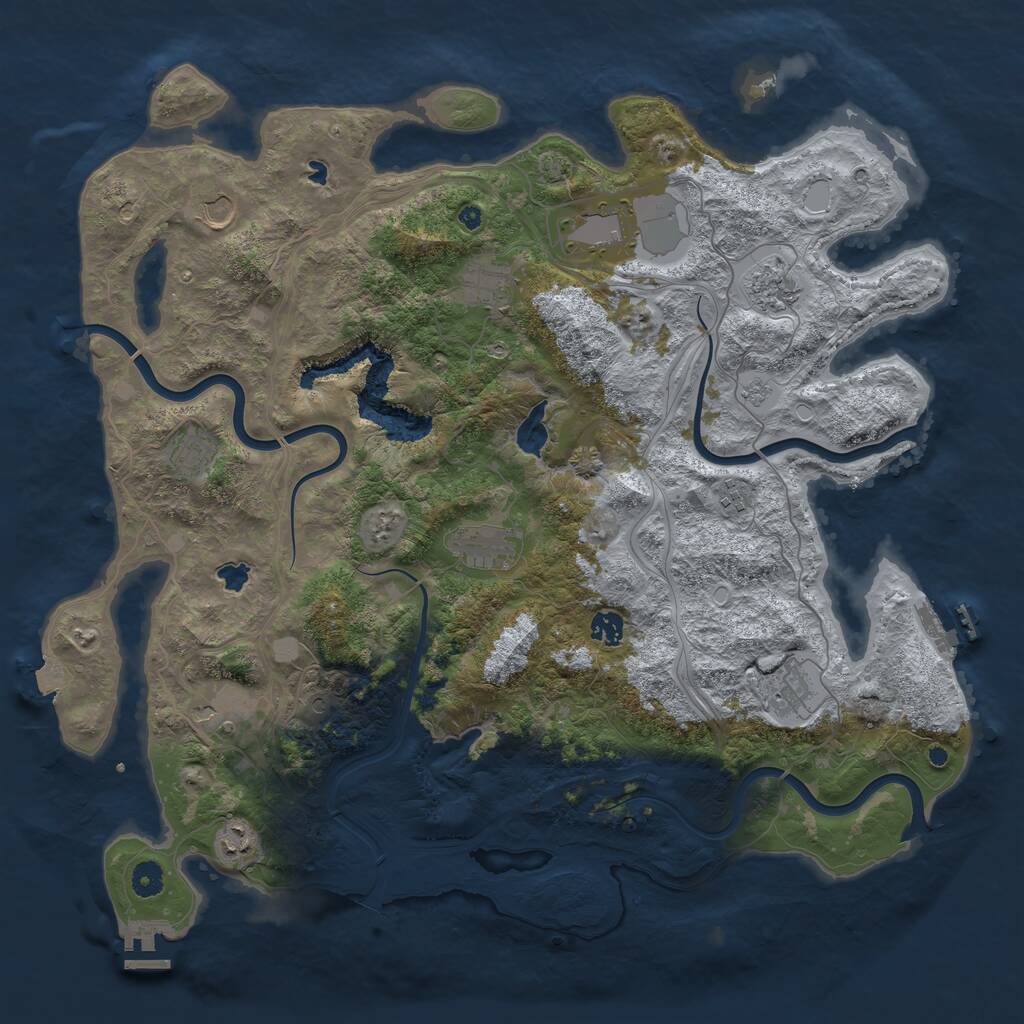 Rust Map: Procedural Map, Size: 4500, Seed: 16300480, 17 Monuments