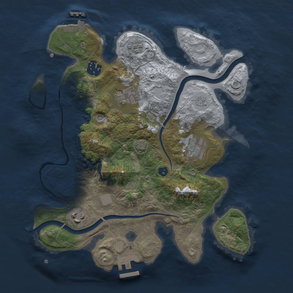 Rust Map: Procedural Map, Size: 3000, Seed: 1876454759, 11 Monuments