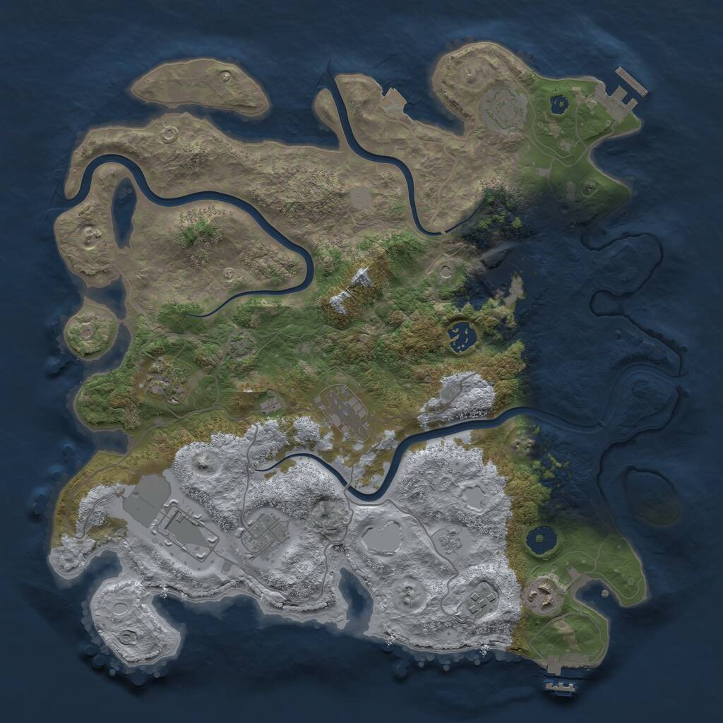 Rust Map: Procedural Map, Size: 3800, Seed: 995527735, 15 Monuments