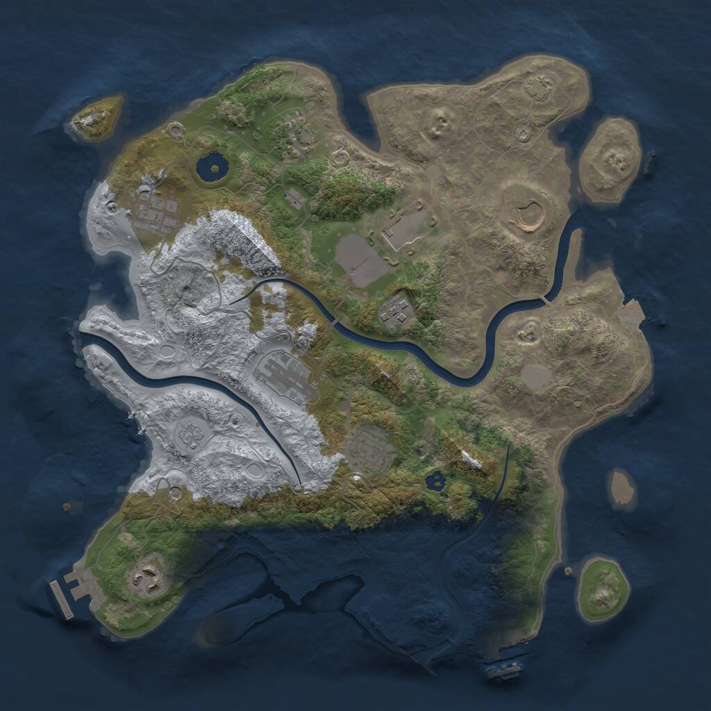 Rust Map: Procedural Map, Size: 3500, Seed: 747319821, 14 Monuments