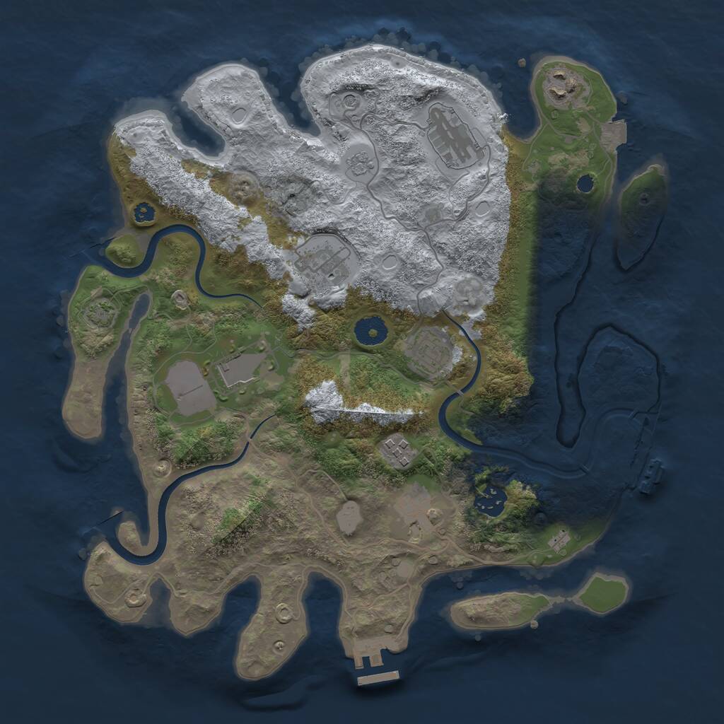 Rust Map: Procedural Map, Size: 3500, Seed: 32342345, 14 Monuments