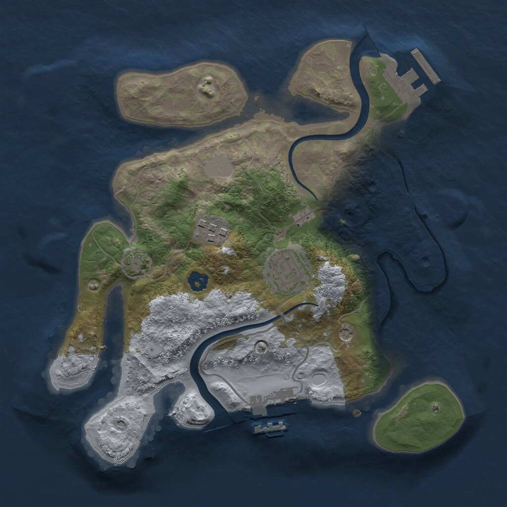 Rust Map: Procedural Map, Size: 2500, Seed: 1552314018, 7 Monuments
