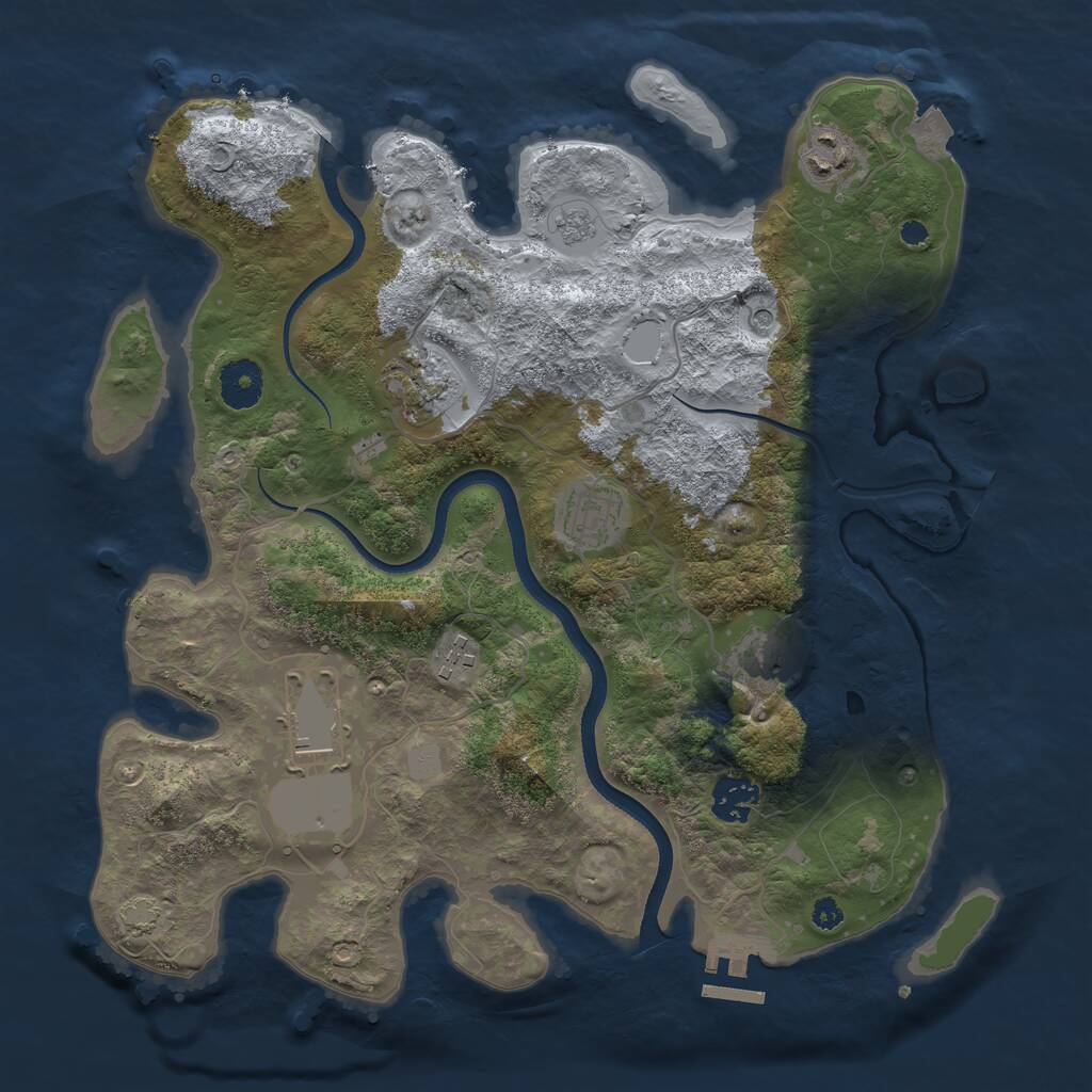 Rust Map: Procedural Map, Size: 3500, Seed: 4075293, 12 Monuments