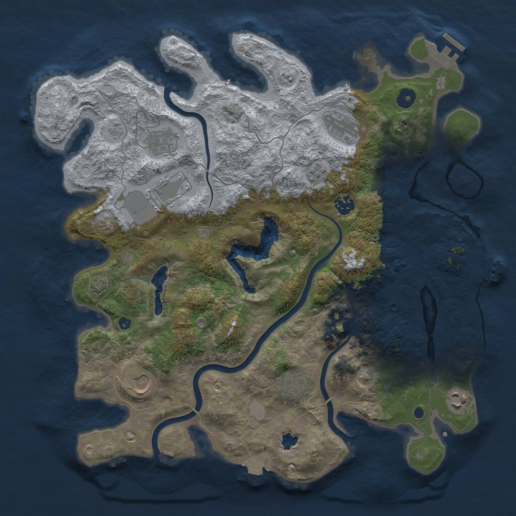 Rust Map: Procedural Map, Size: 4050, Seed: 462024101, 14 Monuments