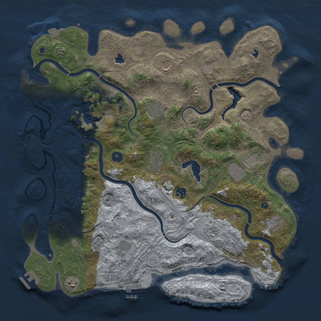 Rust Map: Procedural Map, Size: 4500, Seed: 238633345, 16 Monuments