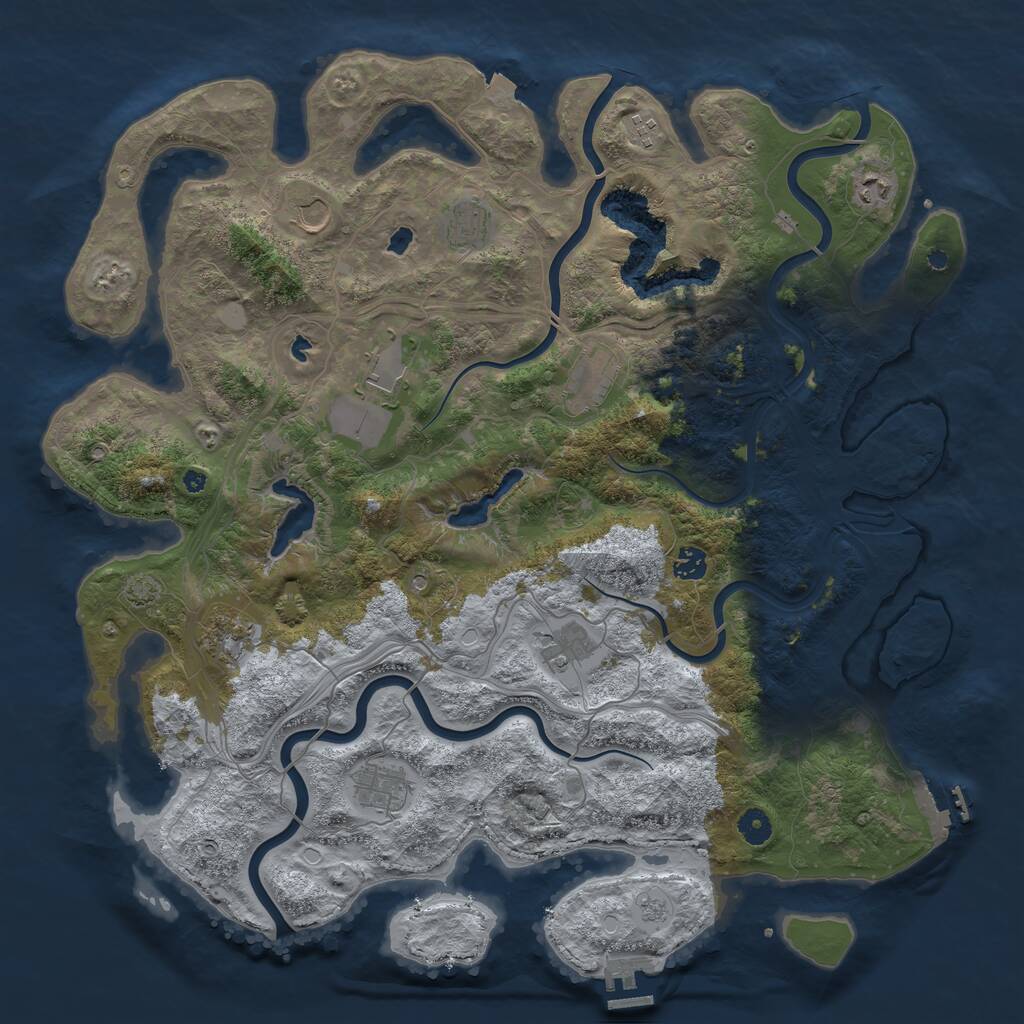 Rust Map: Procedural Map, Size: 4500, Seed: 1192767258, 16 Monuments