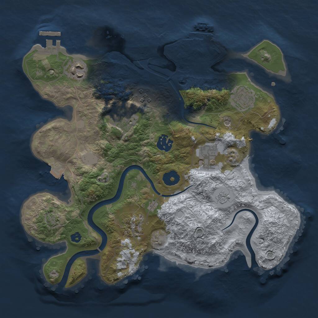 Rust Map: Procedural Map, Size: 3000, Seed: 1596496740, 13 Monuments