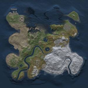 Thumbnail Rust Map: Procedural Map, Size: 3000, Seed: 1596496740, 13 Monuments