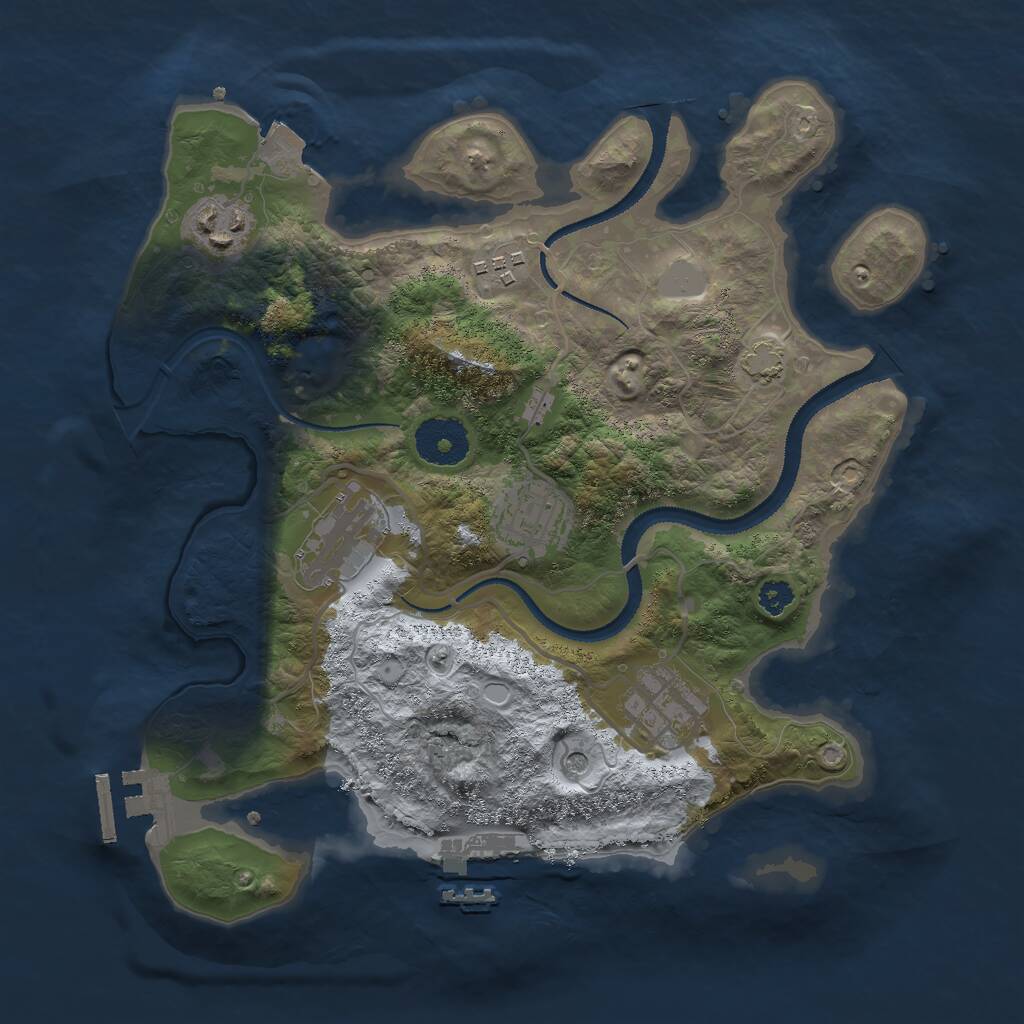 Rust Map: Procedural Map, Size: 3000, Seed: 1591807346, 10 Monuments