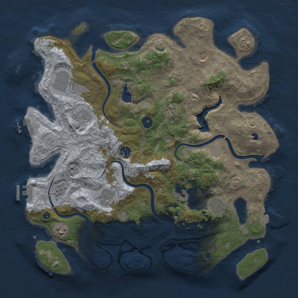 Rust Map: Procedural Map, Size: 4000, Seed: 496644990, 16 Monuments
