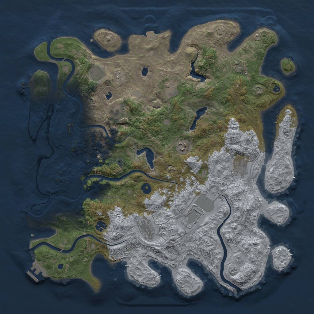 Rust Map: Procedural Map, Size: 4500, Seed: 2041170927, 16 Monuments