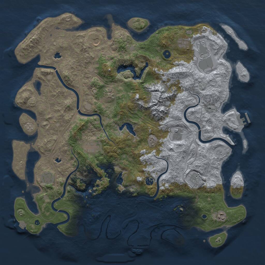 Rust Map: Procedural Map, Size: 5000, Seed: 857165684, 17 Monuments