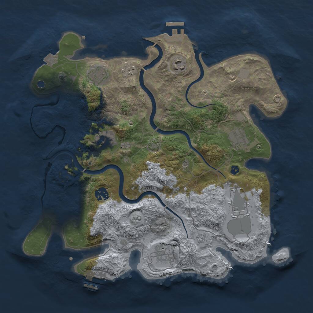 Rust Map: Procedural Map, Size: 3500, Seed: 253705175, 14 Monuments
