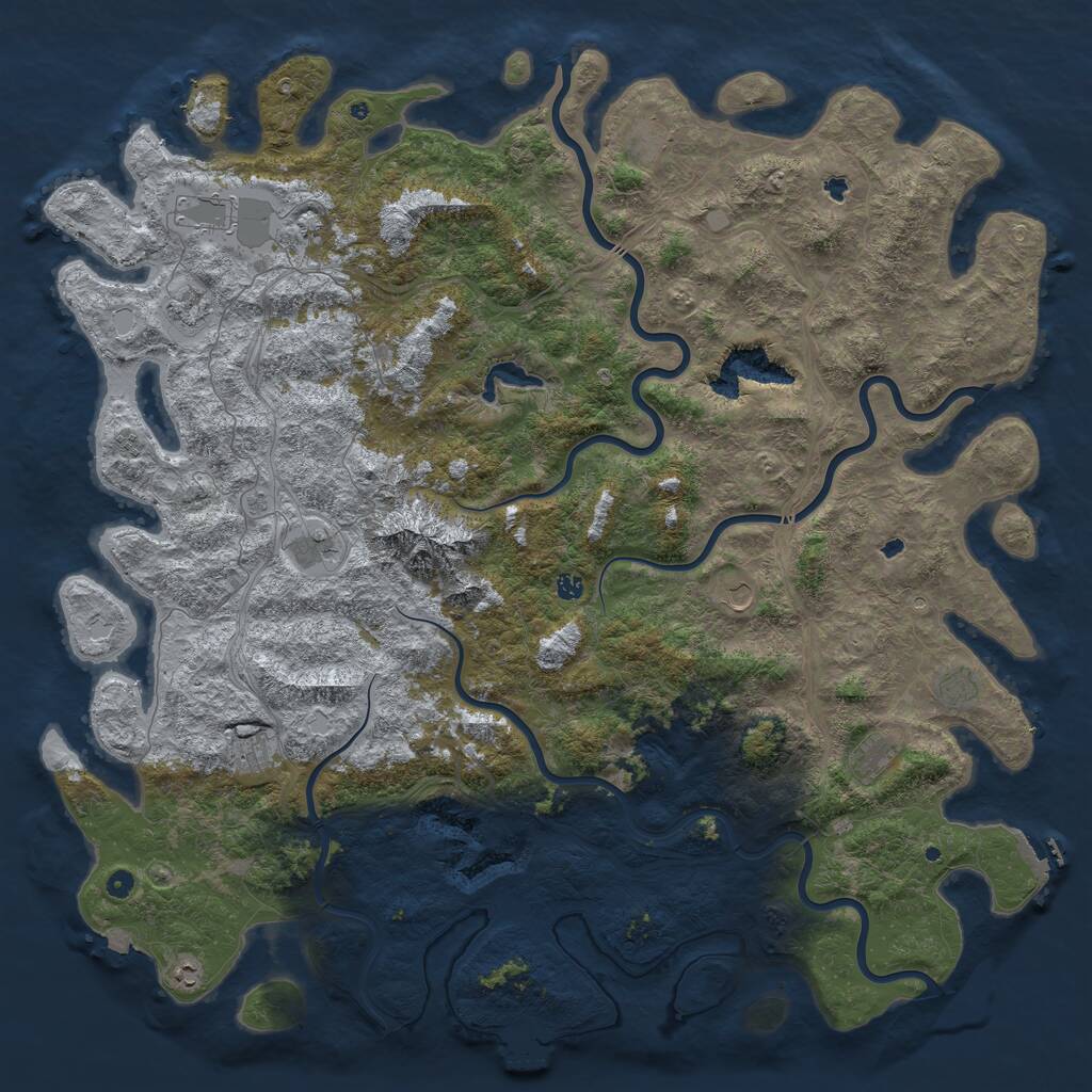 Rust Map: Procedural Map, Size: 6000, Seed: 2082473335, 17 Monuments
