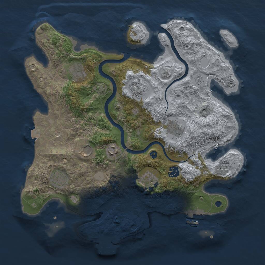 Rust Map: Procedural Map, Size: 3500, Seed: 707641597, 15 Monuments