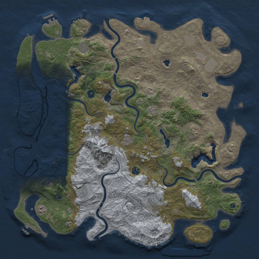 Rust Map: Procedural Map, Size: 5000, Seed: 266002, 17 Monuments