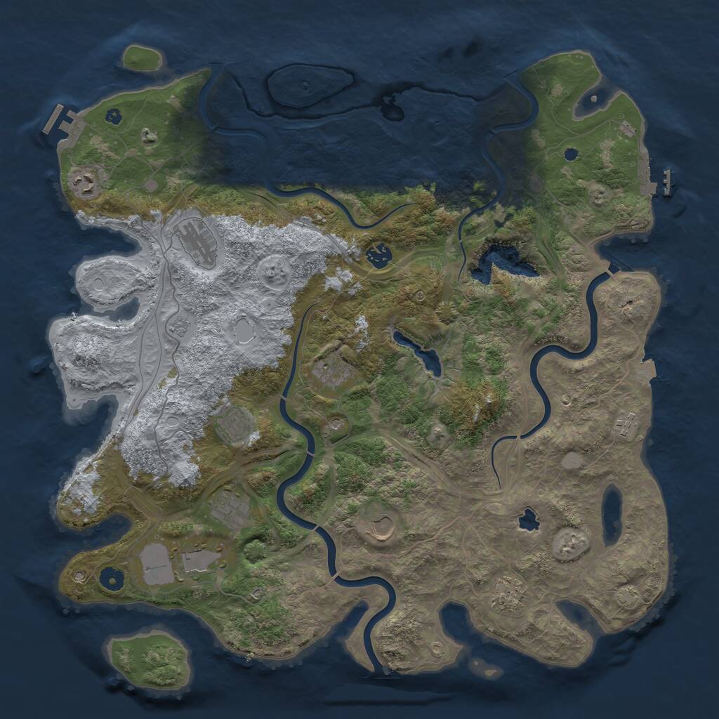 Rust Map: Procedural Map, Size: 4450, Seed: 607734402, 16 Monuments