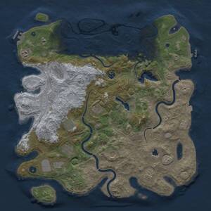 Thumbnail Rust Map: Procedural Map, Size: 4450, Seed: 607734402, 16 Monuments