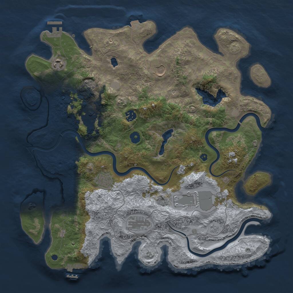 Rust Map: Procedural Map, Size: 4000, Seed: 2147217301, 14 Monuments