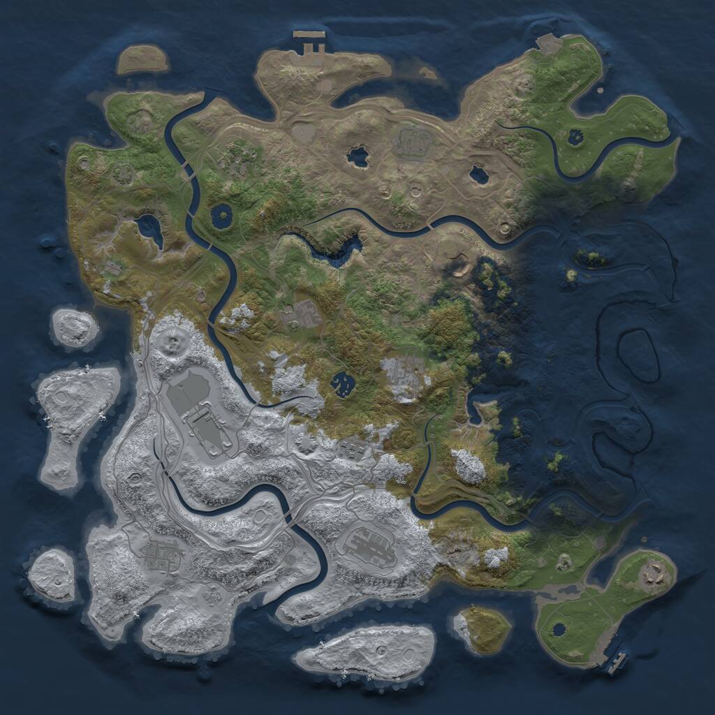 Rust Map: Procedural Map, Size: 4500, Seed: 1580384032, 17 Monuments