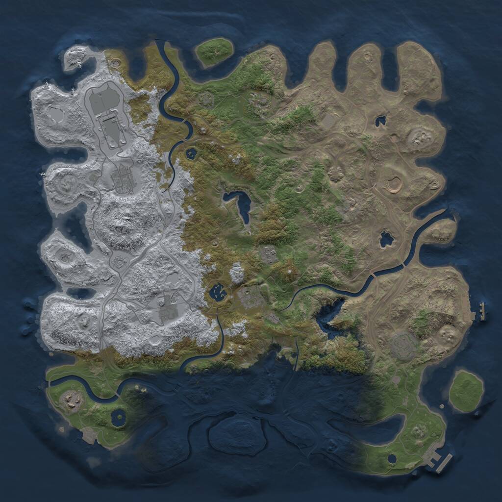 Rust Map: Procedural Map, Size: 4500, Seed: 6565053, 16 Monuments