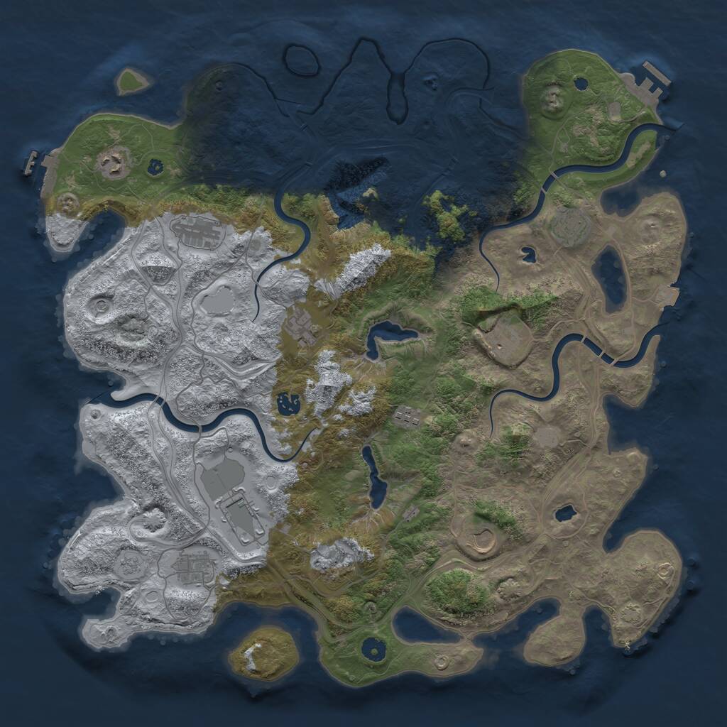 Rust Map: Procedural Map, Size: 4500, Seed: 770505544, 17 Monuments